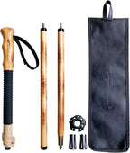 FOREST PILOT Trekking Poles- 1-pc Pack - Adjustable Hiking or Walking Stick –Strong, Natural Beech Wood - Quick Adjust Flip-Lock - Beech Wood Grip, Leather Strap