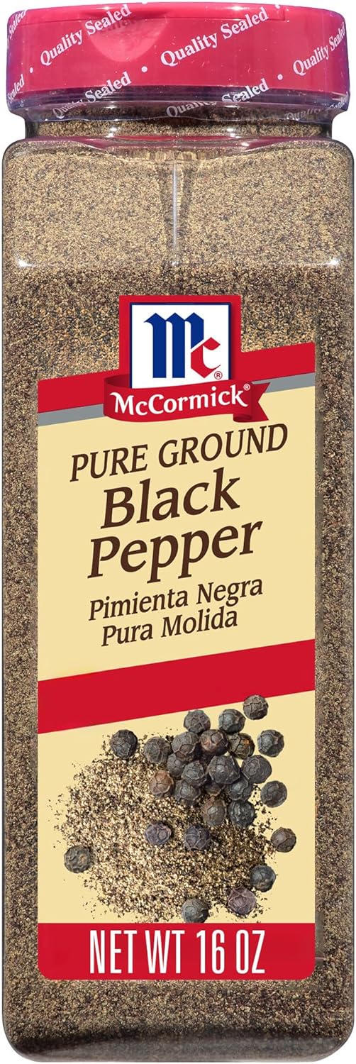 McCormick Black Pepper, Pure Ground, Non GMO, Hand-Harvested, Enjoy Distinctive Pepper Flavor While Cooking & Tableside, 16 oz