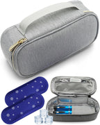 Insulin Cooler Travel Case with 2 * 120g Ice Packs – Insulated Medication Travel Bag for Insulin Pens, Ozempic, Mounjaro & Diabetic Supplies – Portable Medical Cooler with Secure Zipper Pouch (Grey)