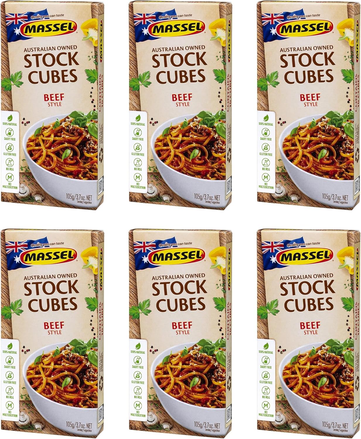 Massel Ultracube Stock Cubes Beef Style Broth -No MSG, Gluten-Free Bouillon - Bulk Pack (6 x 105g)