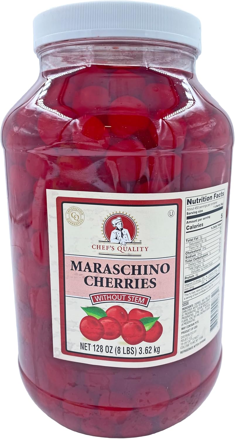 Chef's Quality: Maraschino Cherries No Stem 1 Gallon