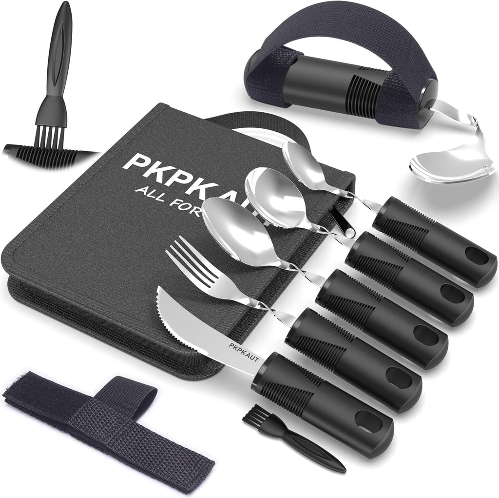 Adaptive Utensils for Parkinsons Patients Elderly, Weighted Utensils for Hand Tremors, Parkinsons Eating Utensils for Disabled People, Weighted Silverware for Hand Tremors Arthritic Hands