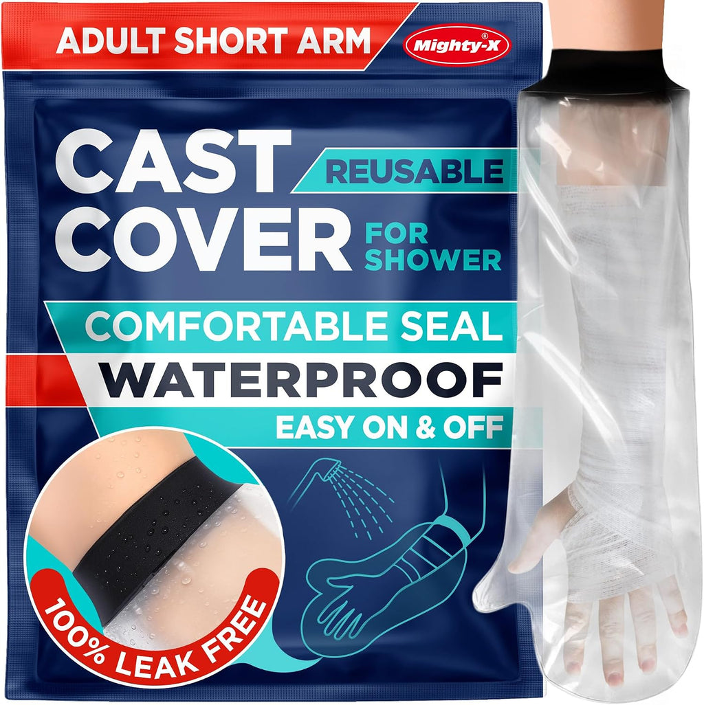 100% Waterproof Cast Covers for Shower Arm - Tight Seal - Reusable Adult Half Arm Cast Protector - Hand, Wrist, Elbow, Forearm - After Surgery Bandage & Dressing Bag Sleeves for Wounds & Burns