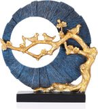 Gold Bird Statue Decor, Gold and Blue Home Decor, Bird Sculpture Home Decor for Bookshelf Office Shelf On Shelf Coffee Table TV Cabinet Entryway Entryway Decor.
