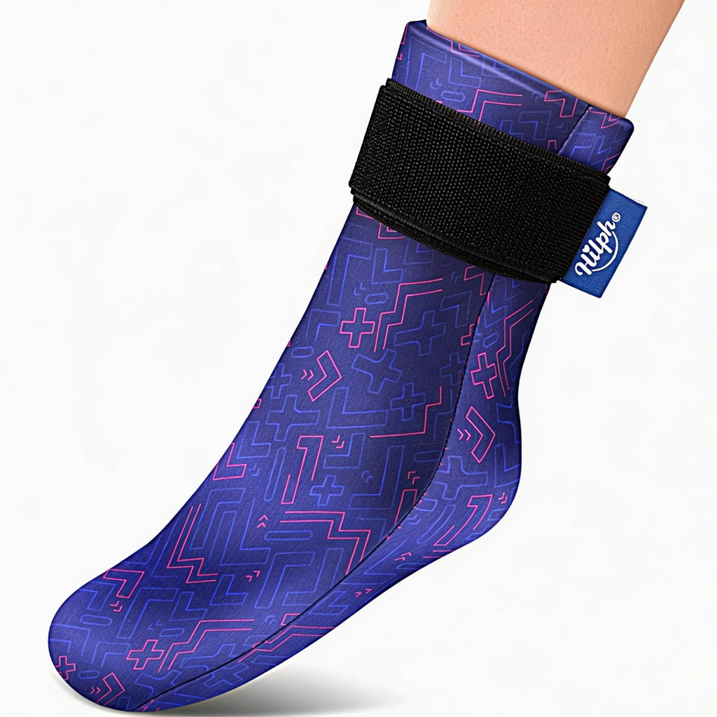 Hilph Full Foot Ice Pack Gel Sock for Hot & Cold Therapy - Reusable Cooling Sock for Toe Pain, Plantar Fasciitis & Hot Feet - Easy Slip On Design for Chemotherapy, Postpartum Recovery, 1-Pack, Blue