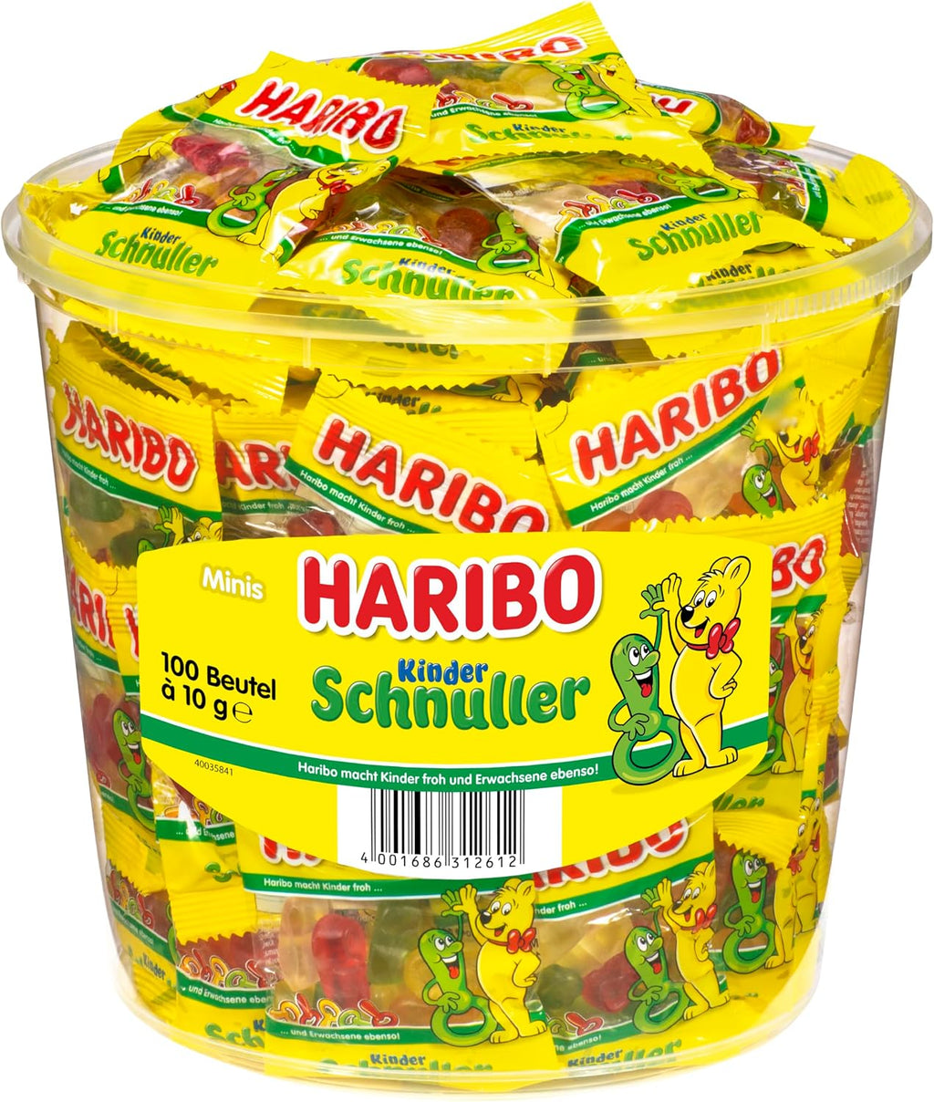 Haribo Kinder Schnuller 100Minibeutel, 1er Pack (1 x 980 g Dose)