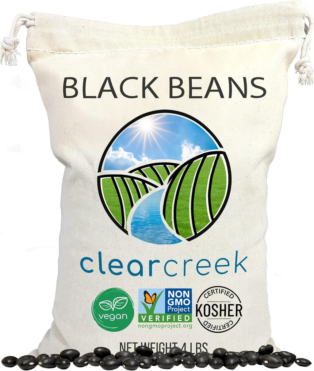 CLEAR CREEK Washington State Grown Black Beans | 4 lb | Project Non-GMO Verified | Vegan | Kosher | Non-Irradiated | Frijoles Negros