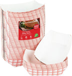 Stock Your Home Paper Food Boats (500 Pack) – 1 lb Disposable Red & White Checkered Serving Trays for Concession Items, Nachos & Condiments