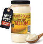 Farmer Bob's Beef Tallow for Cooking 15oz Jar 100% Pure Rendered Beef Fat for Cooking Frying & Grilling Keto, Paleo, Carnivore Diet Friendly USA Made High Smoke Point Zero Additives Soap Making