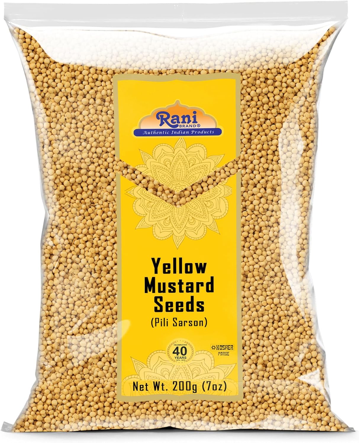 Rani Yellow Mustard Seeds Whole Spice 7oz (200g) ~ Ideal for Pickling, Dressing and Making Ground Mustard for Cooking, All Natural | Vegan | Gluten Friendly | NON-GMO | Kosher | Indian Origin