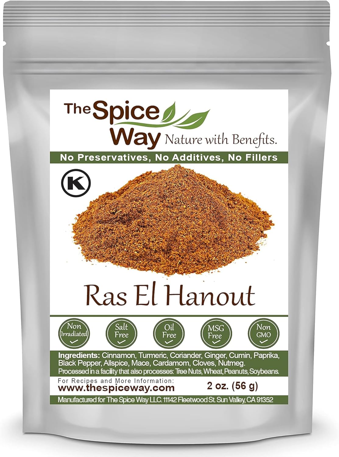 The Spice Way - Ras El Hanout Moroccan Meat Spice Blend Salt Free (meat seasonings) No Additives, No Preservatives, Just Spices and Herbs We Grow, Dry and Blend In Our Farm. (resealable bag) (2 oz)