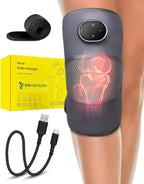 Vita Knee Relief Massager with Heat and Compression Cordless Knee Massager 3 Modes for Pain Relief Arthritis Heated Brace Knee Therapy Device Portable Elbow Shoulder Brace Unisex 5 Heat Levels