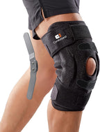 Adjustable Hinged Knee Brace – Dual Side Hinges for ACL, PCL, MCL Injury Support, Meniscus Tear, Arthritis Pain Relief, Post-Surgery Recovery (Black, S/M)