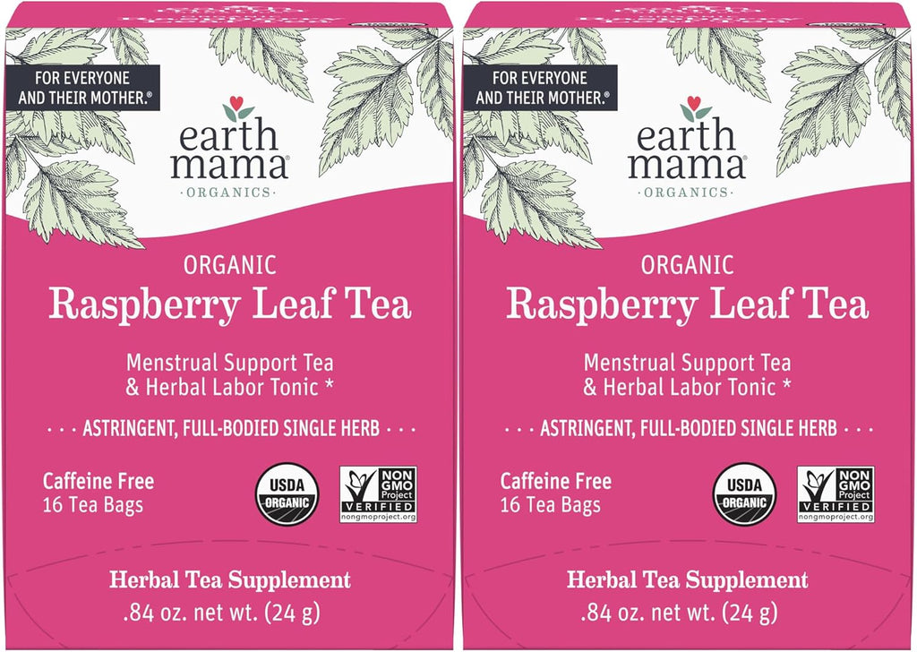 Earth Mama Organic Red Raspberry Leaf Tea | Labor Prep & Menstrual Support Herbal Tea, Pregnancy & Postpartum Care Recovery | 32 Teabags | Caffeine Free & Non-GMO