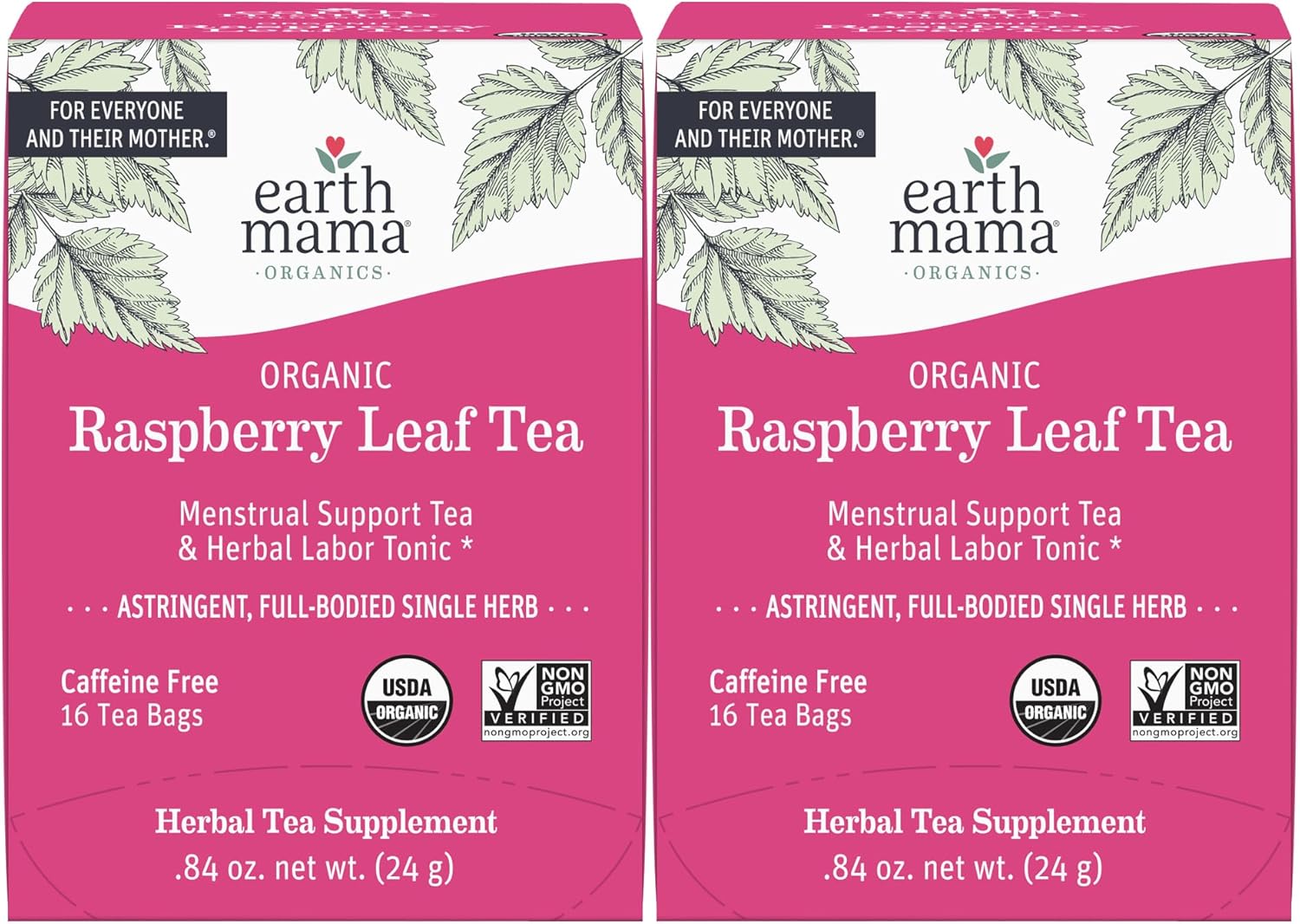 Earth Mama Organic Red Raspberry Leaf Tea | Labor Prep & Menstrual Support Herbal Tea, Pregnancy & Postpartum Care Recovery | 32 Teabags | Caffeine Free & Non-GMO