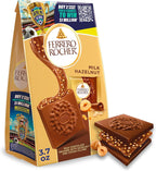 Ferrero Rocher Premium Milk Hazelnut chocolate squares, Individually Wrapped Chocolates, Great for Sharing or Gifting, 3.7 oz