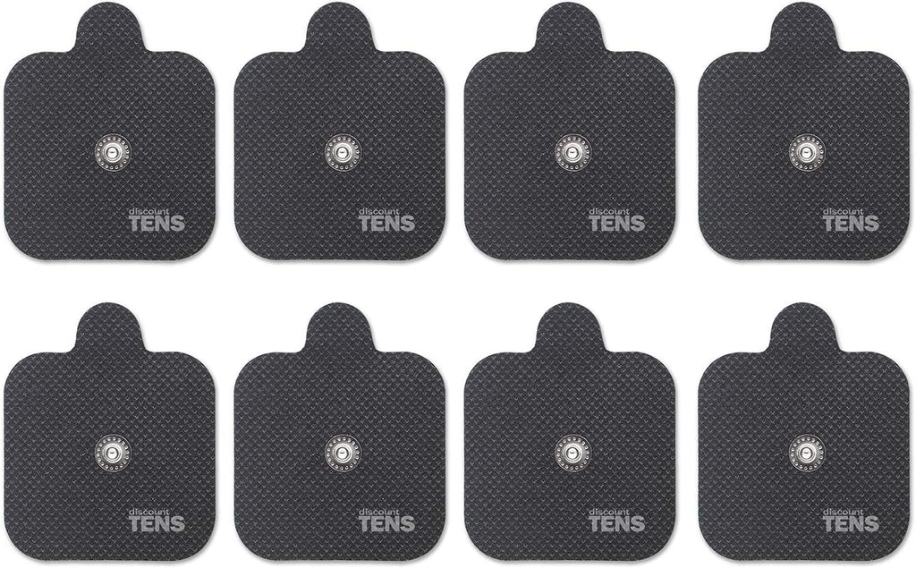Discount TENS Brand – Easy Snap Replacement Electrodes Compatible with Compex. 8 Premium 2"x2" Replacement Pads for Compex TENS/EMS Units Edge, Sport, Elite – Durable, Reusable & Self-Adhesive