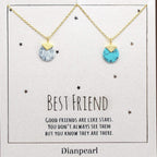 Dianpearl Best Friends Necklace for 2 Premium Howlite gemstone a gift-worthy item bff graduation gift Christmas marble necklace Frendship long distance Gifts for Women Sister Gifts Daughter Gifts