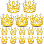 15Pcs Mini Crowns for Flower Bouquets, Mini Crown Cake Topper, Small Crystal Pearl Cupcake Toppers for Flower Arrangements Cupcake Baby Shower Birthday Party Wedding Decor