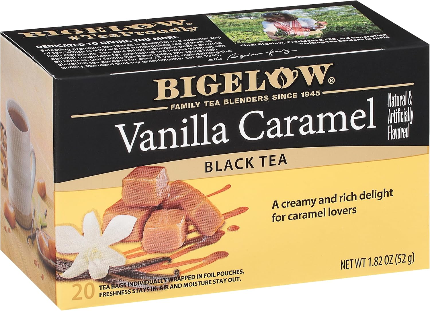Bigelow Tea Vanilla Caramel Black Tea, Caffeinated Tea with Vanilla Caramel, 20 Count Box (Pack of 6), 120 Total Tea Bags