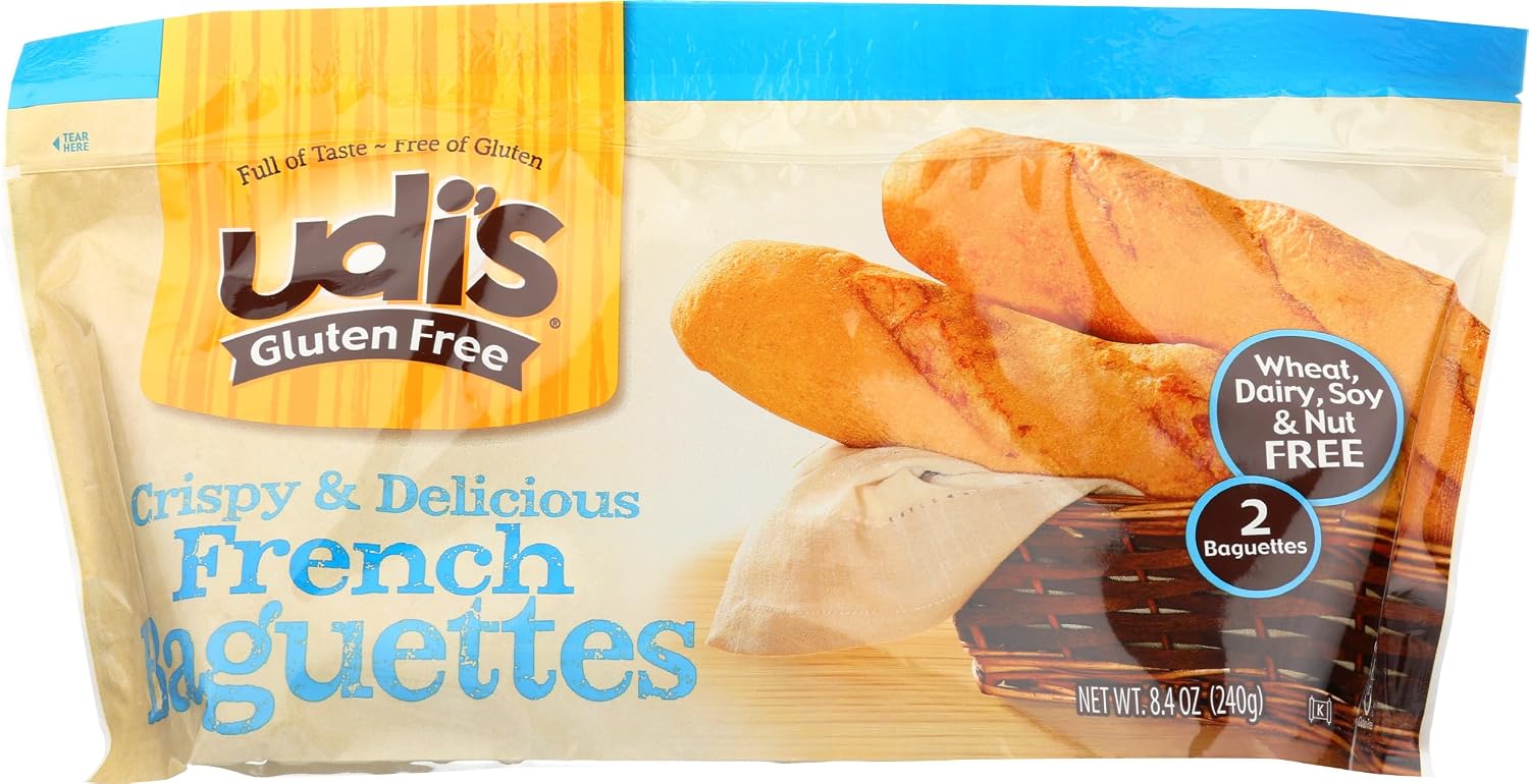 Udi's Gluten Free French Baguettes, Frozen Bread, 8.4 oz. (2 Count)