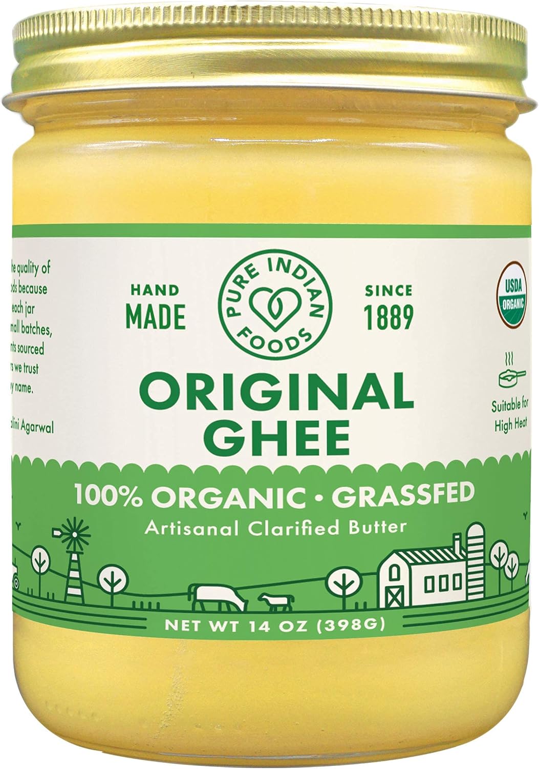 PURE INDIAN FOODS Grass Fed Ghee, 14 OZ