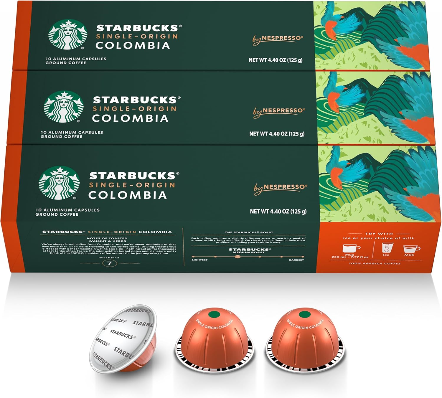 Starbucks by Nespresso Vertuo, Single-Origin Colombia, 30-count Coffee Pods Medium Roast, Brews 7.8 oz