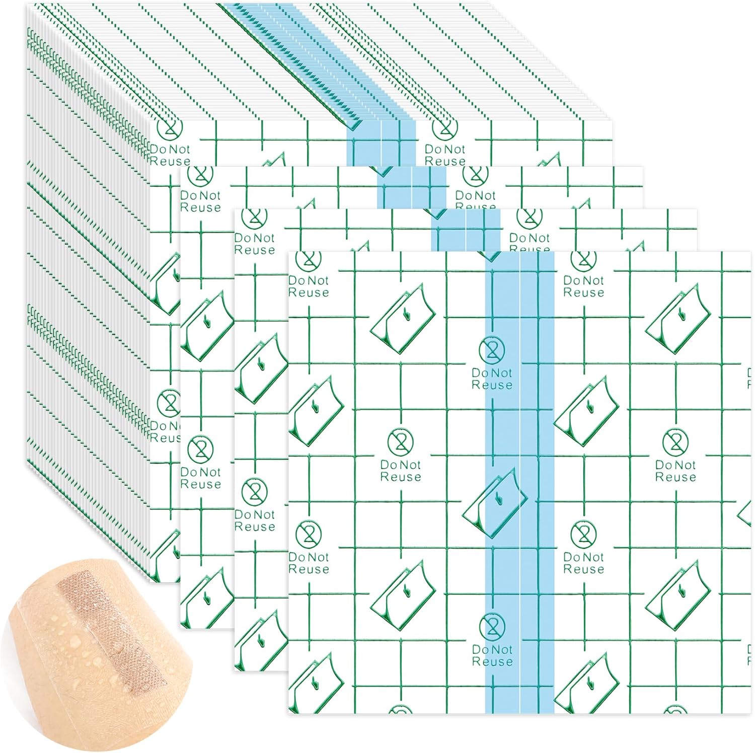Tattoo Aftercare Waterproof Bandages for Swimming Second Skin Tattoo Cover Up Patch,50Pcs 3.9×3.9Inch Waterproof Bandages Post Surgical,Wound Seal,Transparent Film Dressing,Clear Band Aids