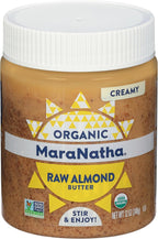 MaraNatha Organic Creamy Raw Almond Butter, 12 Ounce Jar
