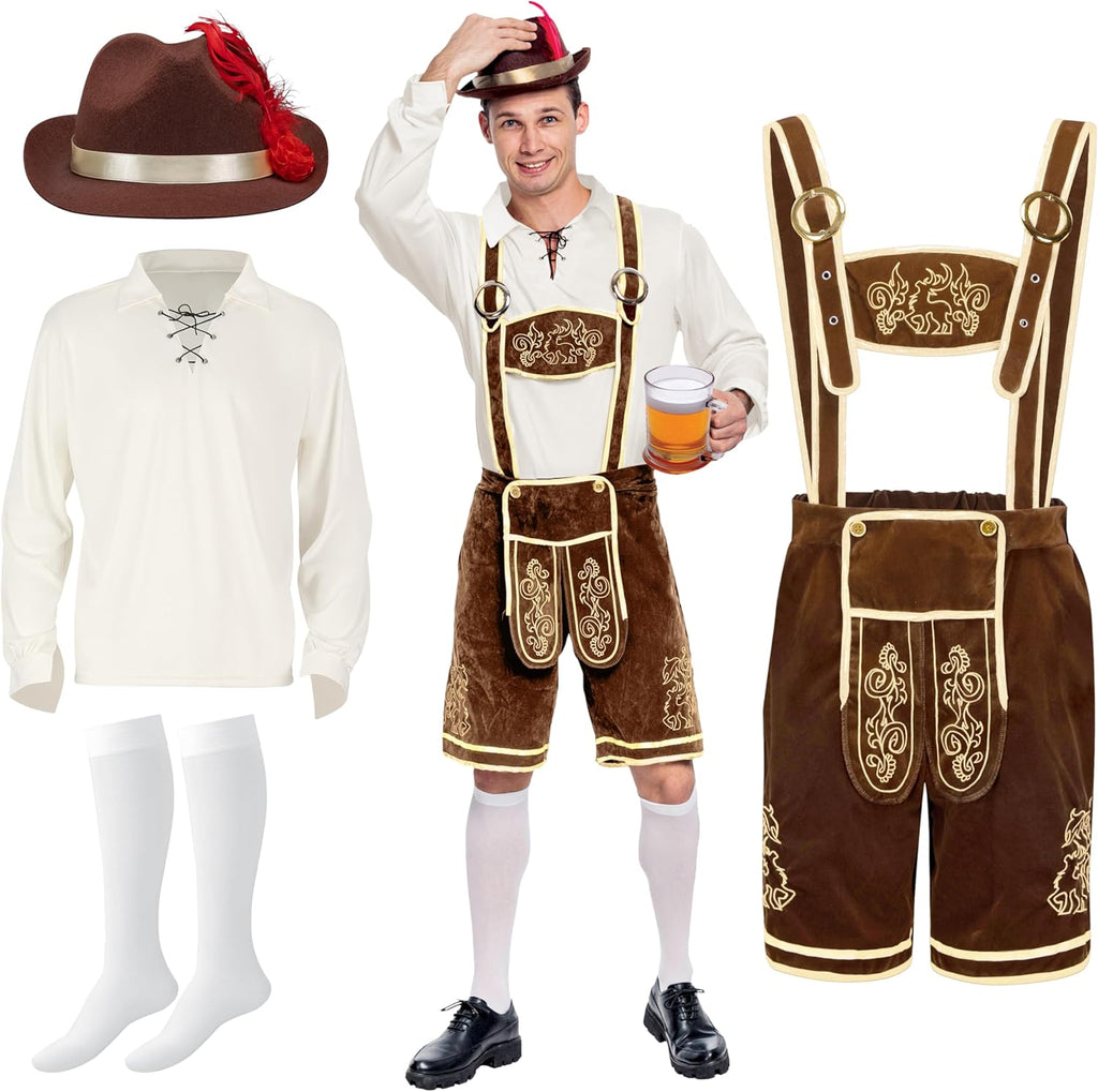 Spooktacular Creations Men’s German Bavarian Oktoberfest Costume Set, Beer Costume Hat for Adults Halloween and Beer Festival