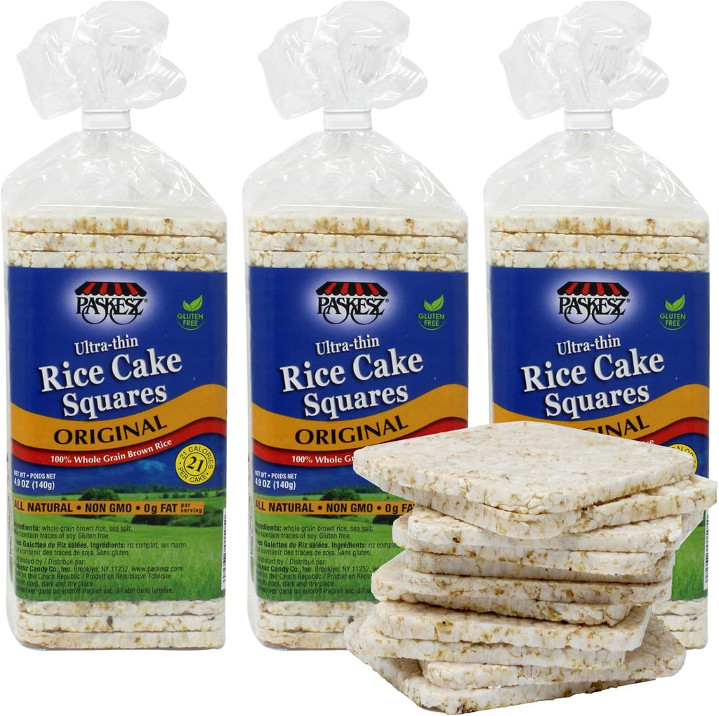 Ultra Thin Rice Cakes - Whole Grain Brown Rice Cakes Salted - Fat Free, Non GMO, Gluten Free Rice Cakes - Low Calorie Snacks - All Natural - 3 Pk
