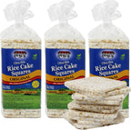 Ultra Thin Rice Cakes - Whole Grain Brown Rice Cakes Salted - Fat Free, Non GMO, Gluten Free Rice Cakes - Low Calorie Snacks - All Natural - 3 Pk