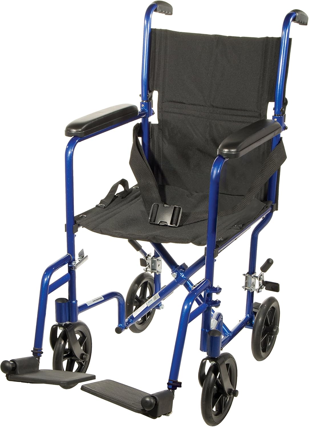 Drive Medical Deluxe Lightweight Aluminum Transport Wheelchair, Blue, 17"