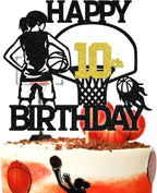 Tivurcia Basketball Happy 10th Birthday Cake Topper, Cheers to 10 Years Cake Decor, Sport Theme Tenth Birthday Party Event Decoration Supplies for Girl Kids