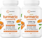 Micro Ingredients Pure Turmeric Curcumin Supplement 1,000mg – 95% Curcuminoids with Black Pepper & Ginger – High Absorption for Joint & Antioxidant Support* – Filler Free, 240 Veggie Capsules