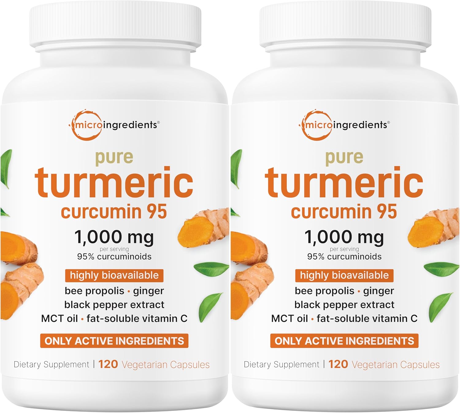 Micro Ingredients Pure Turmeric Curcumin Supplement 1,000mg – 95% Curcuminoids with Black Pepper & Ginger – High Absorption for Joint & Antioxidant Support* – Filler Free, 240 Veggie Capsules