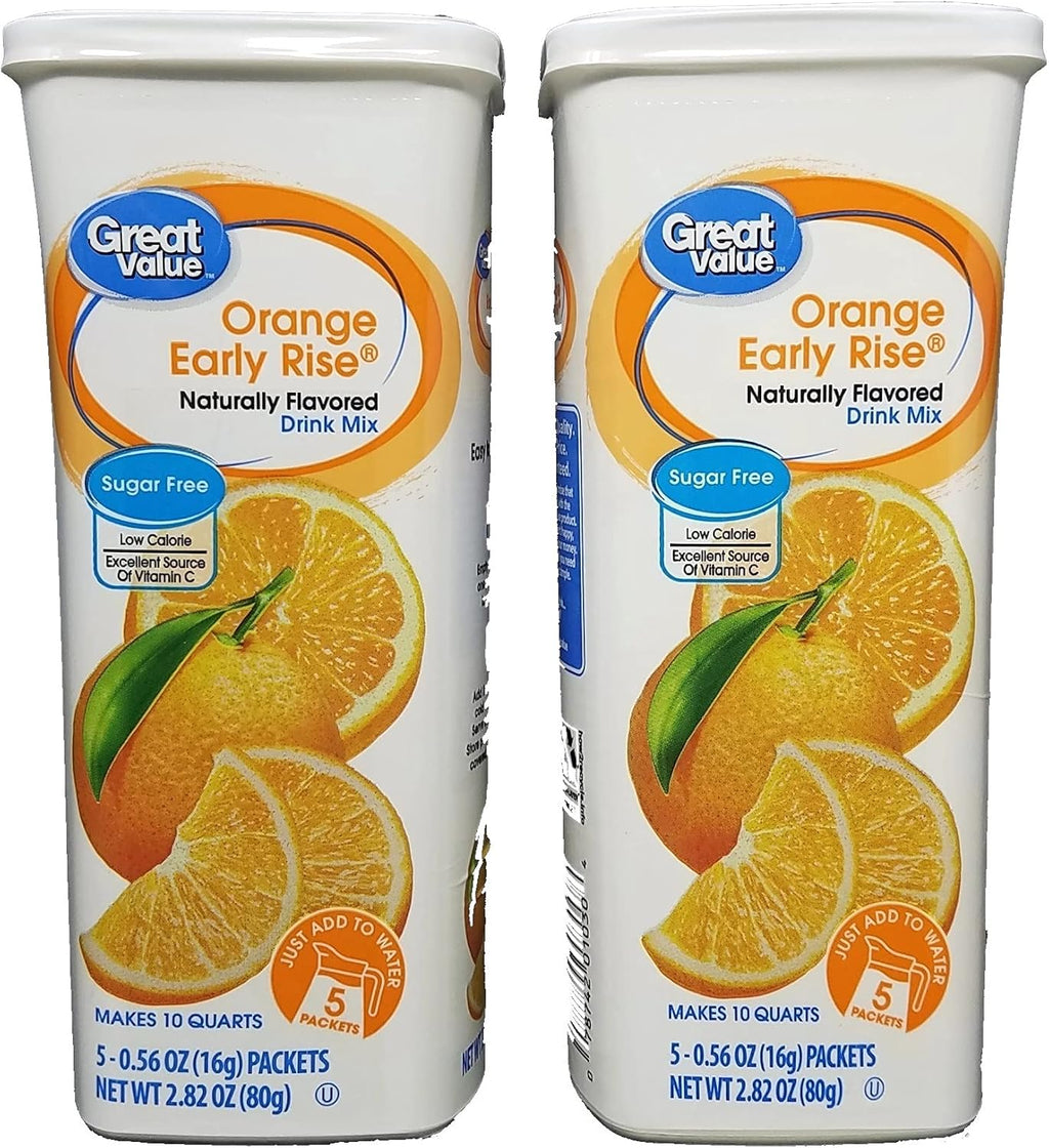 Great Value Orange Early Rise Drink Mix, 5 Count (Pack of 2)