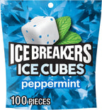 ICE BREAKERS Ice Cubes Peppermint Sugar Free Chewing Gum Pouch, 8.11 oz (100 Pieces)