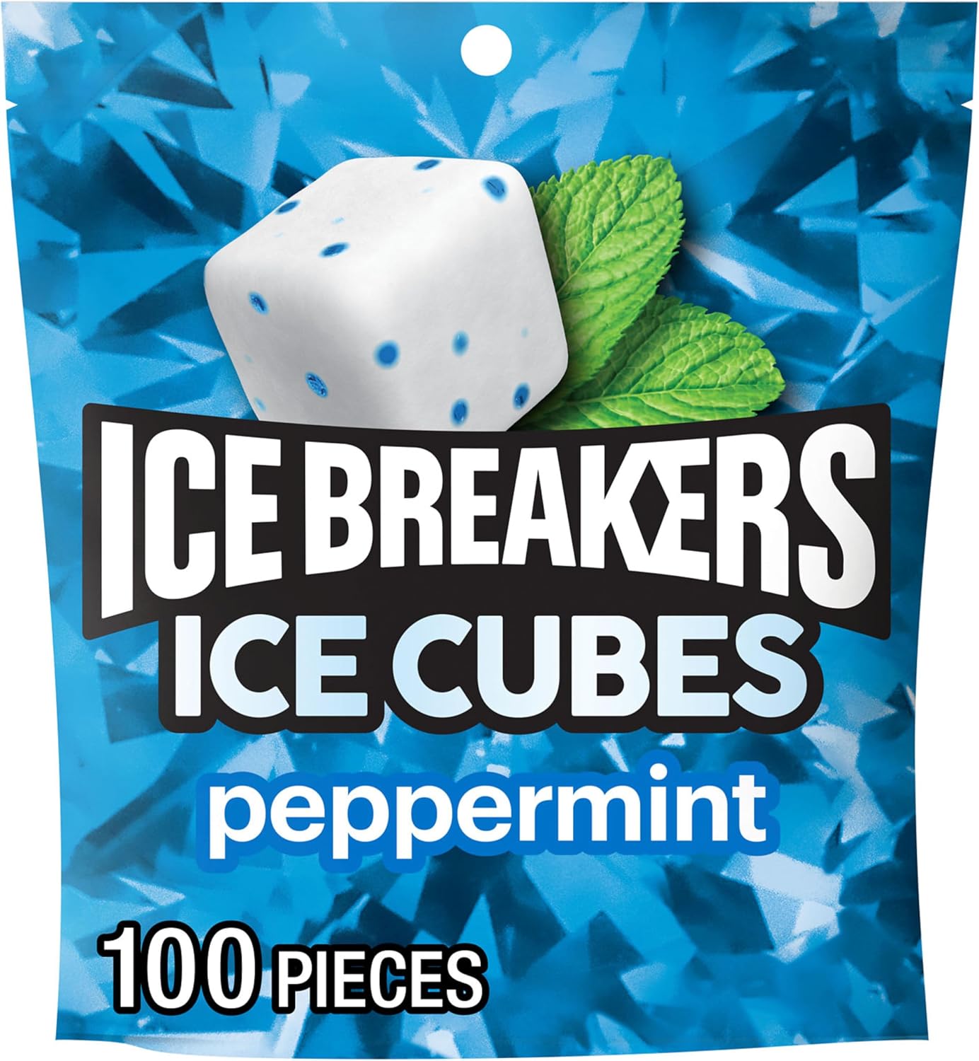 ICE BREAKERS Ice Cubes Peppermint Sugar Free Chewing Gum Pouch, 8.11 oz (100 Pieces)