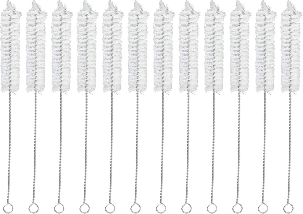 EISCO 12PK Bristle Cleaning Brushes with Fan-Shaped Ends, 9" - Twisted Stainless Steel Wire Handle - Ideal for 0.6" - 0.8" Diameter Tubes, Bottles, Flasks, Cylinders, Jars, Vases, Cups