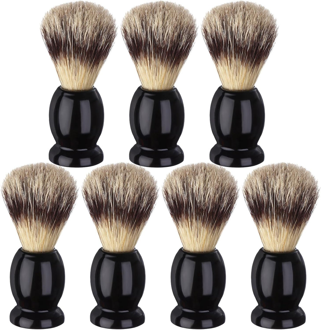 7Pcs Men Shaving Brushes Wood Handle, Professional Salon Tools Hand Crafted Shaving Brush Wood Handle Shave Brushes Handmade Pure Badger Hair Brush for Men Beard