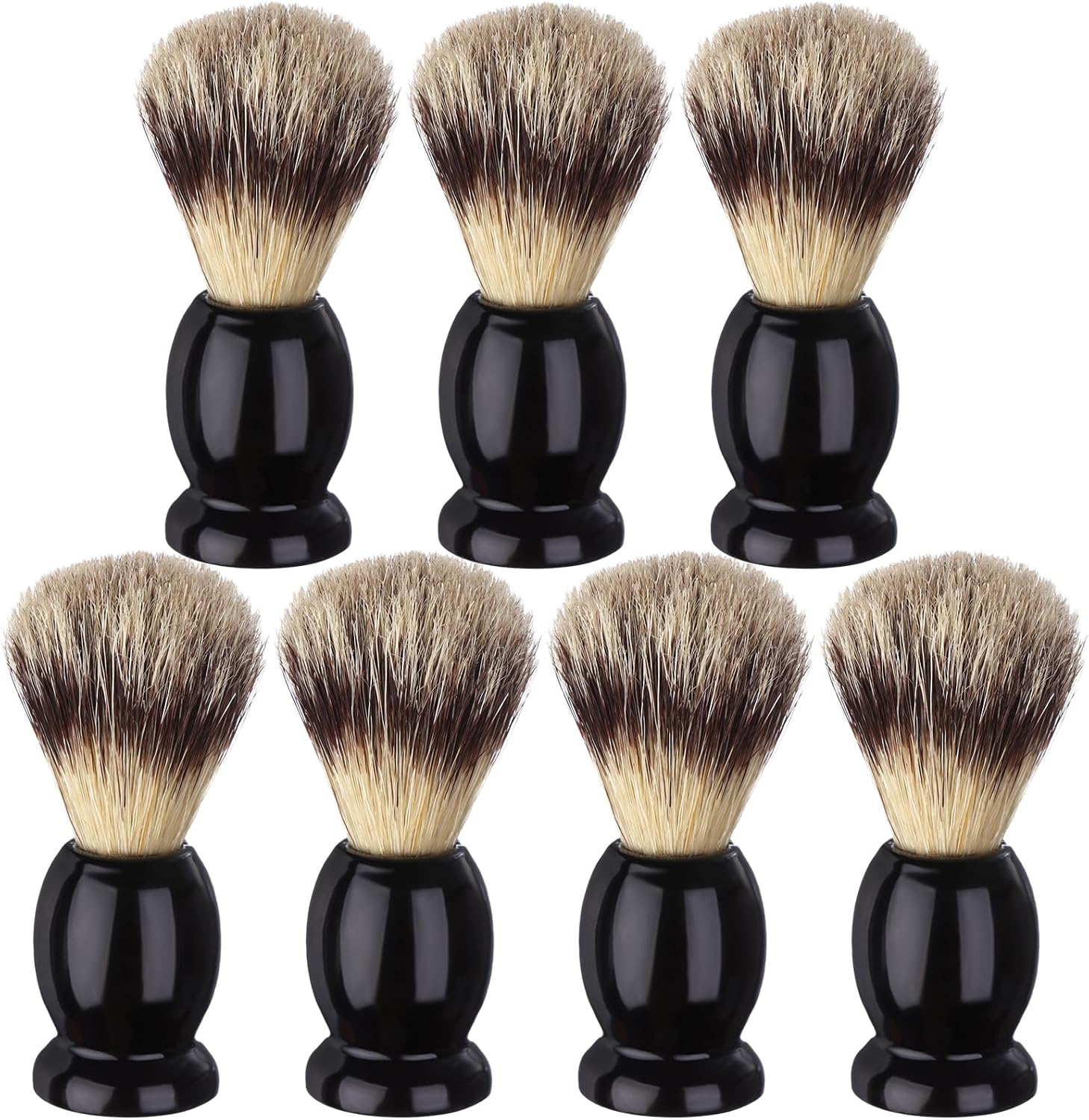 7Pcs Men Shaving Brushes Wood Handle, Professional Salon Tools Hand Crafted Shaving Brush Wood Handle Shave Brushes Handmade Pure Badger Hair Brush for Men Beard