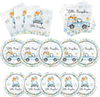 Little Pumpkin Paper Plates and Napkin Pumpkin Baby Shower Party Decorations for Boy A Little Sweet Pumpkin is On The Way Blue Floral Truck Disposable Tableware Party Supplies Favor for 25 Guests
