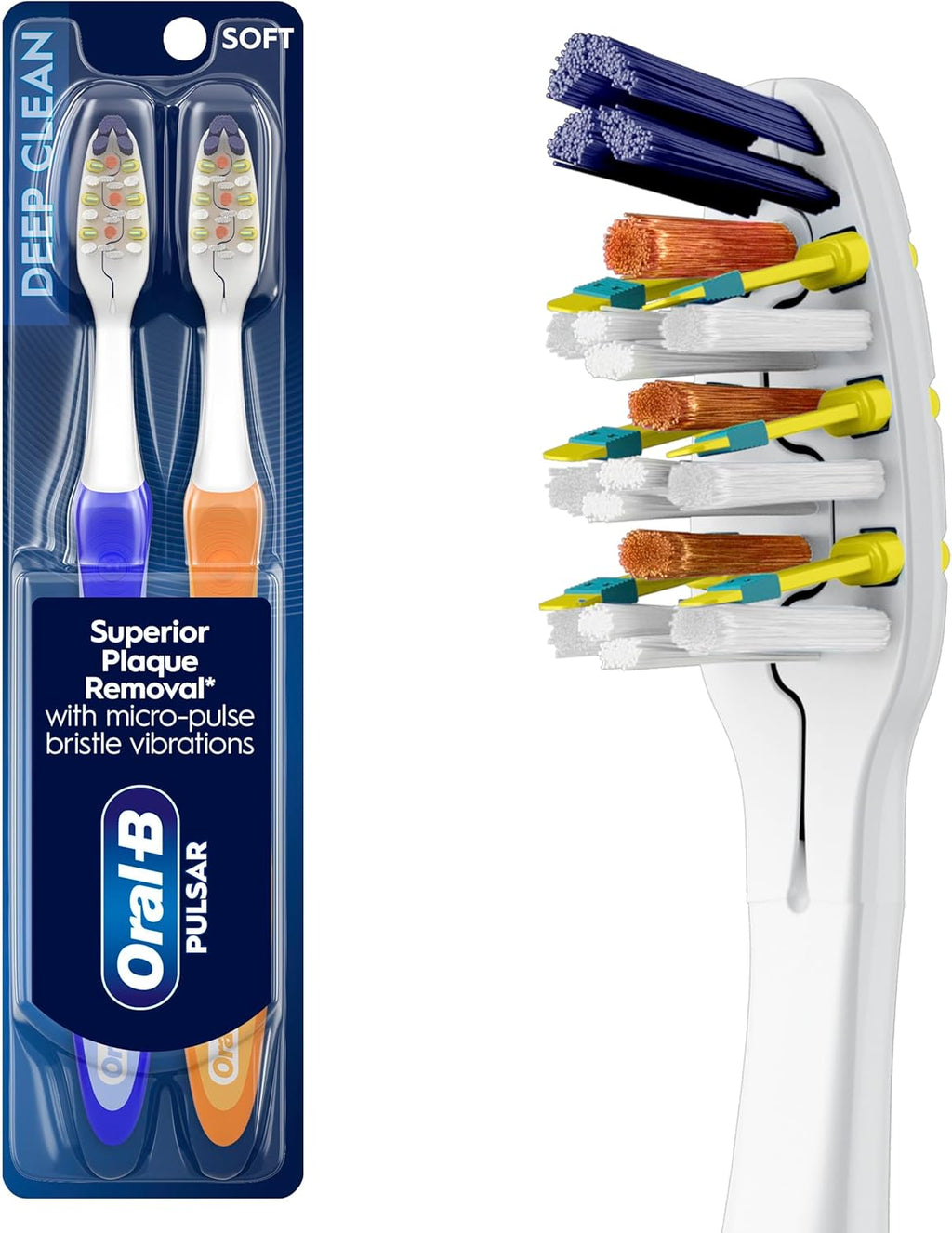 Oral-B Pro-Health Pulsar Battery Toothbrush, Soft, Blue , 2 Count (Pack of 1)