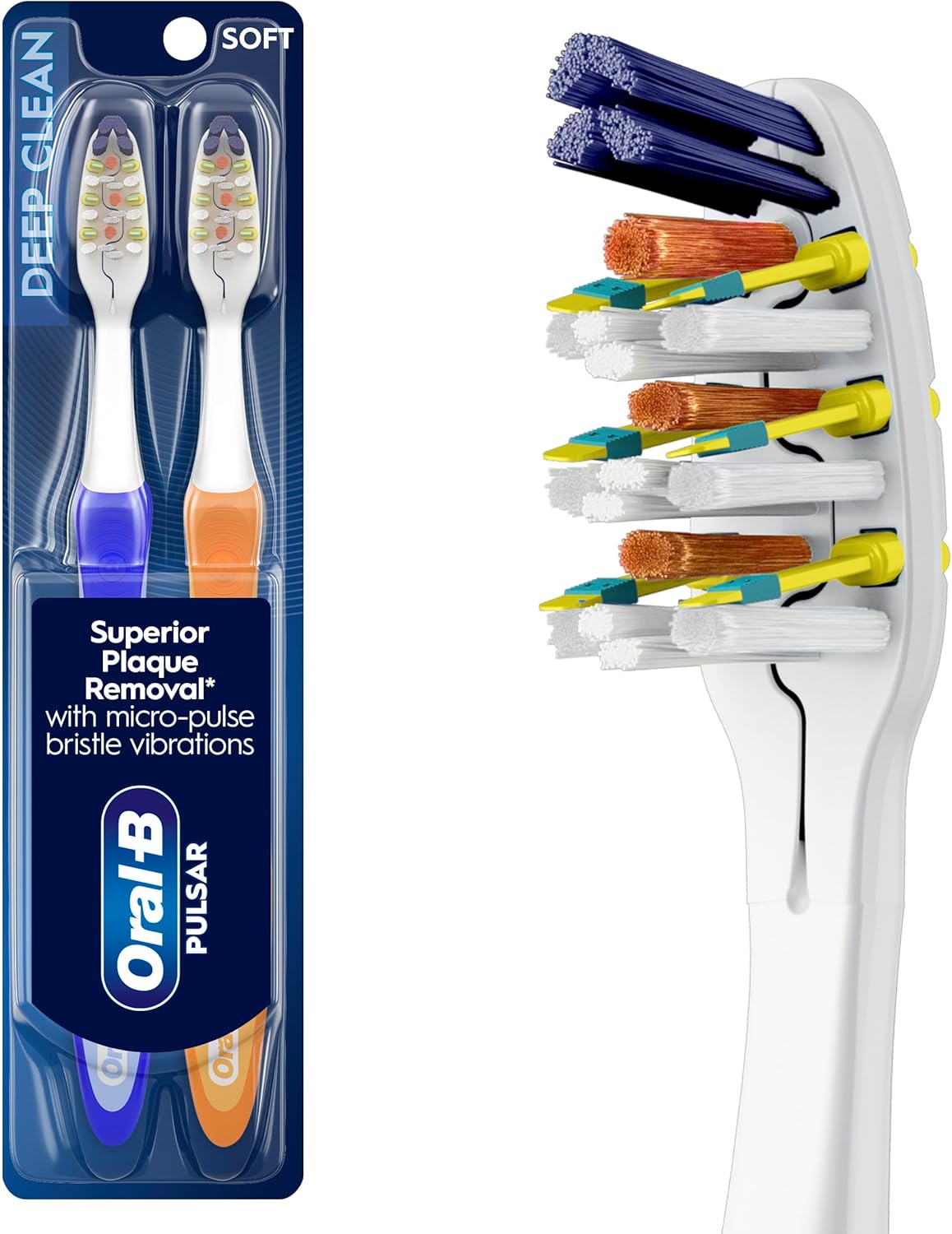Oral-B Pro-Health Pulsar Battery Toothbrush, Soft, Blue , 2 Count (Pack of 1)
