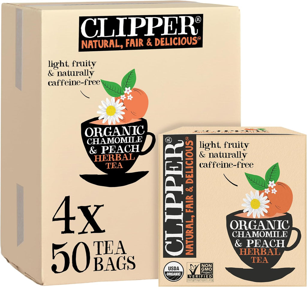 Clipper Tea Chamomile & Peach Teabags – USDA Organic, Great Hot or Iced – Natural, Fair & Delicious Fruity Chamomile & Peach Infusion – 200 Tea Bags