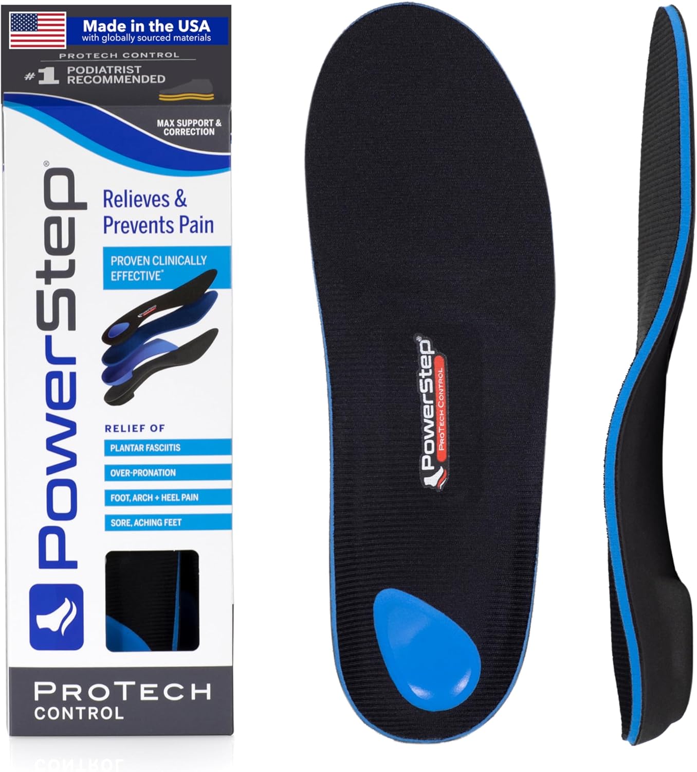 Powerstep Protech Control Full Length Orthotics Size 9-9 1/2, Women's 11-11 1/2