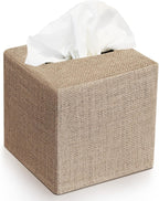 Stylish Tissue Box Cover - This Burlap Holder Instantly Covers Your Square Tissue Boxes - The Perfect Fall Decorative Cube Cover for Your Bathroom and Home