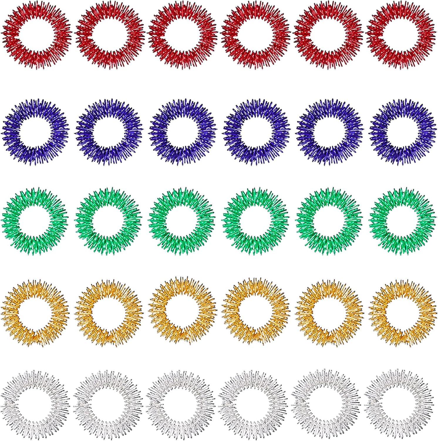 30 Pieces Acupressure Rings Spiky Sensory Rings for Fingers Stress Relief Fidget Sensory Massager for Teens Adults