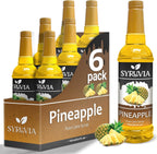 Pineapple Syrup by Syruvia 6-Pack, 25.4 fl oz, Wholesale Coffee Syrup Shops, Cafes, Baristas, Bistros, & Beverage Bars, Bulk Kosher & Gluten-Free